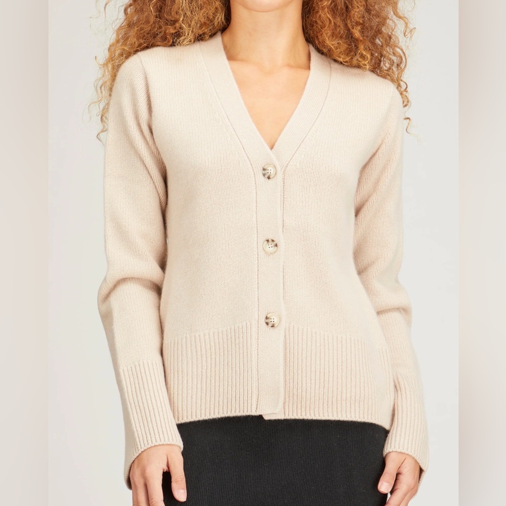 Arch4 Bluebird Cashmere Button Front Sweater Cardigan in Fawn